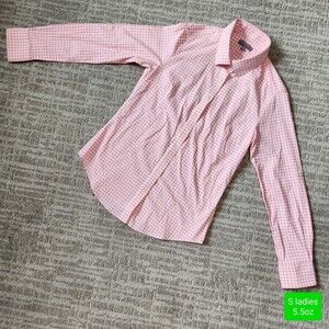 Peter Millar Performance roll-tab longsleeve button down top pink, size S ladies
